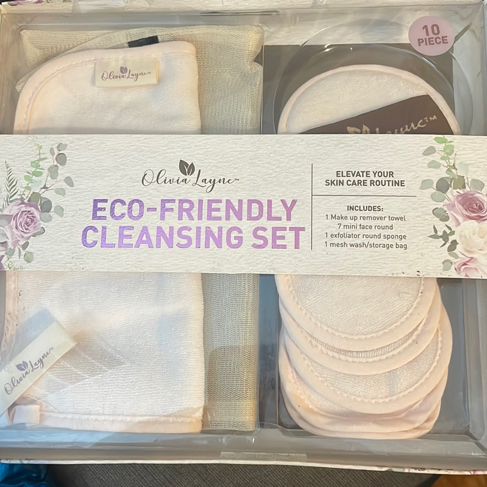 Olivia Layne Earth Friendly 10 Piece Skin Care Cleansing Set - Pink